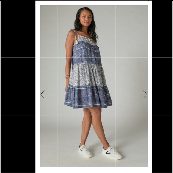Lucky brand Mixed print tie sleeve tiered dress - Picture 2 of 13